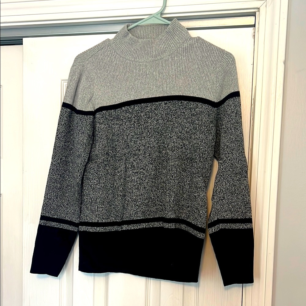 Gray and Black Turtleneck Sweater